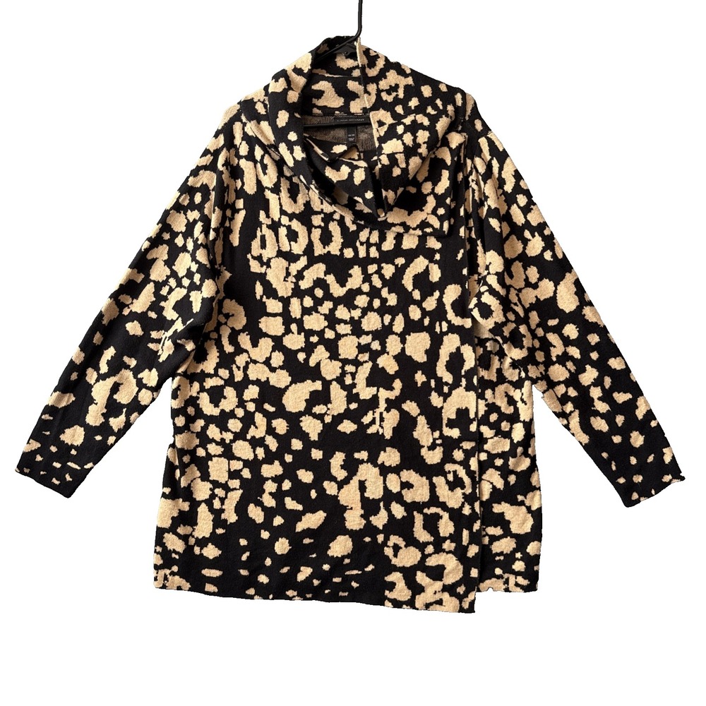 Lane Bryant Leopard Print Cowl Neck Wrap Knit Sweater Plus 18/20 Tunic Cozy Fall